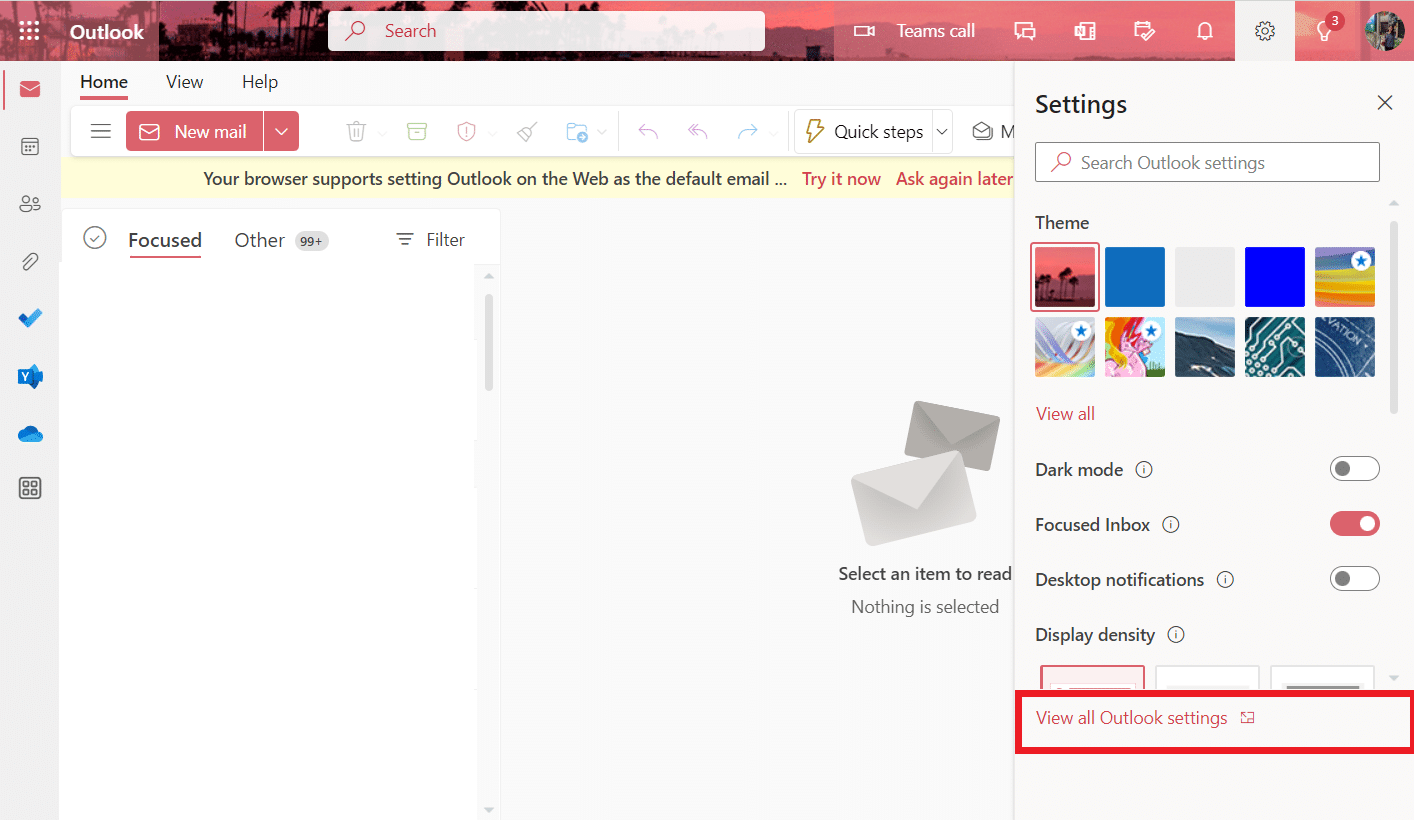 Elija Ver todas las configuraciones de Outlook