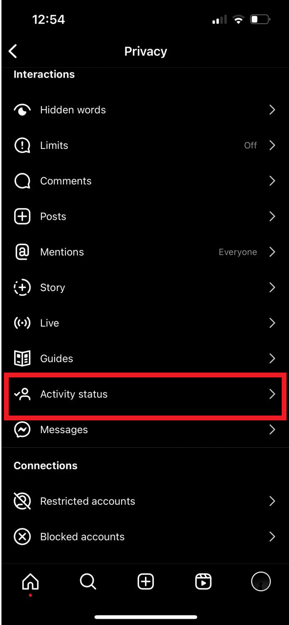 Toca Estado de actividad.  ¿Qué significa Active Today en Instagram?