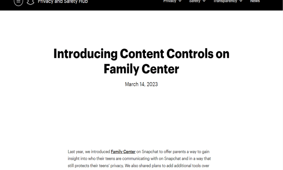 Snapchat agrega nuevos controles parentales y pautas de contenido para bloquear contenido confidencial
