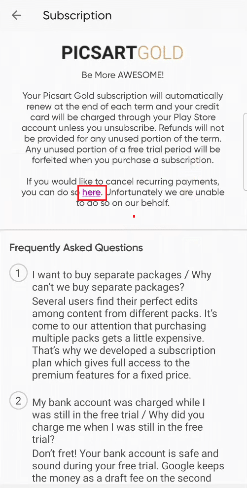 ¿Cómo cancelo mi suscripción a Picsart? Recurso Wordpress