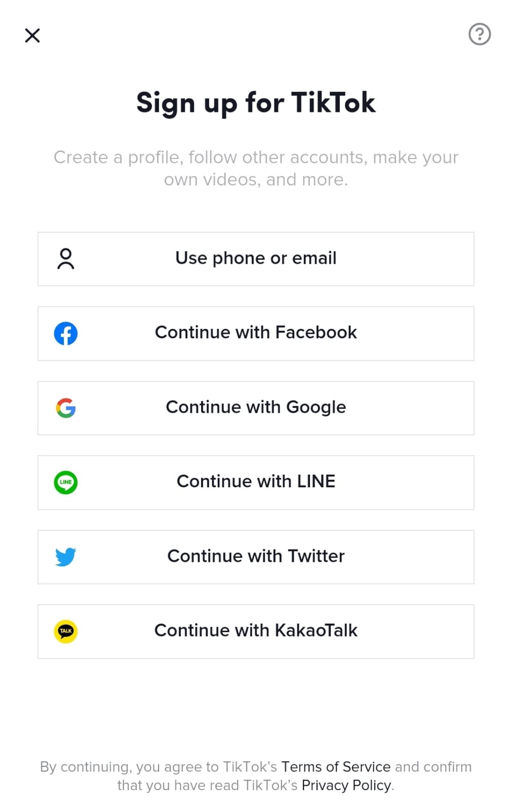 Página de registro de Tiktok.  Cómo ver videos de cuentas privadas de TikTok sin seguir
