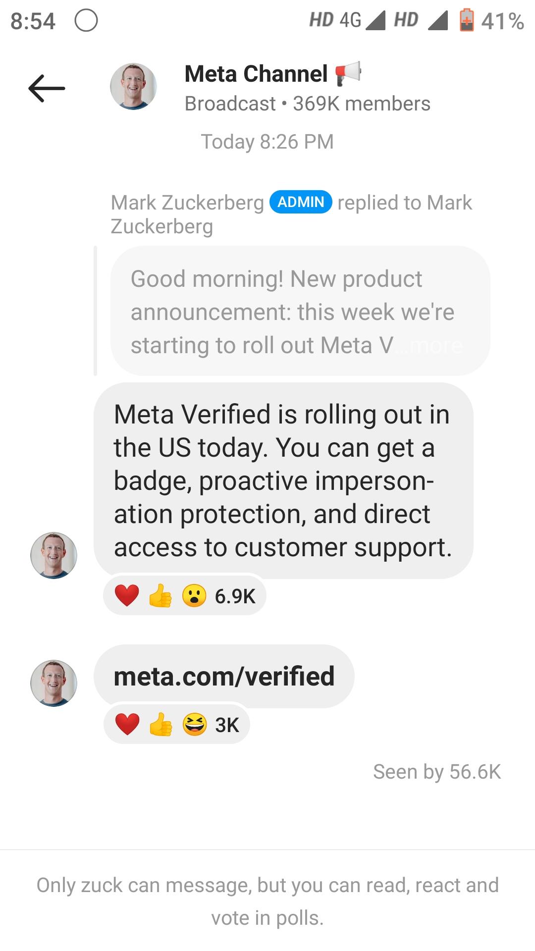 Meta canal Meta anuncio verificado