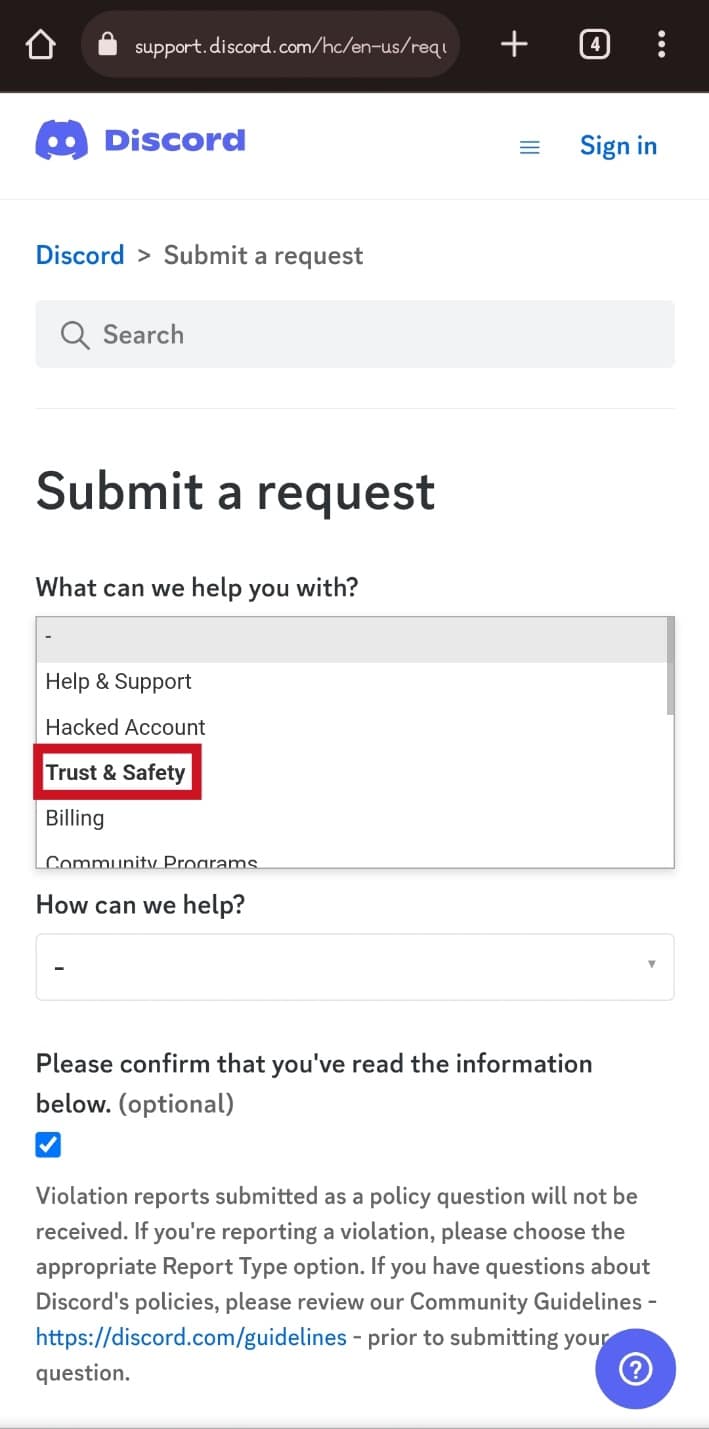 toca Confianza y seguridad.  Cómo cambiar la edad en Discord