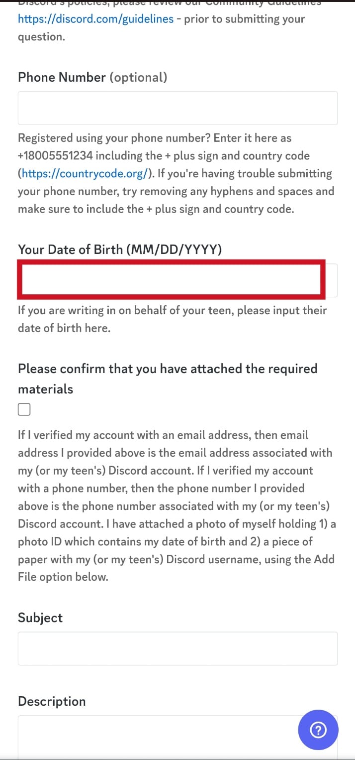 Introduce la fecha de nacimiento correcta