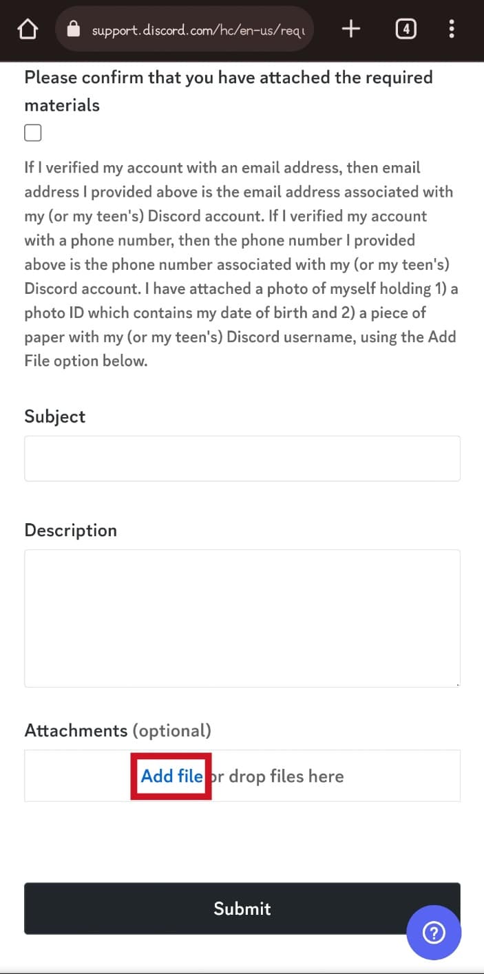 Toque Agregar archivo