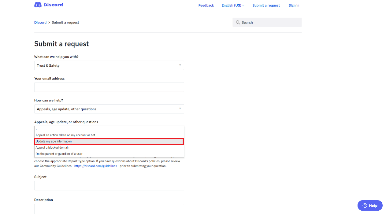 haga clic en la opción Actualizar mi información de edad.  Cómo cambiar la edad en Discord