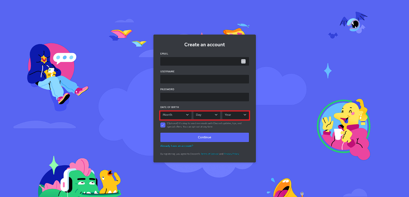 Introduzca la FECHA DE NACIMIENTO correcta.  Cómo cambiar la edad en Discord