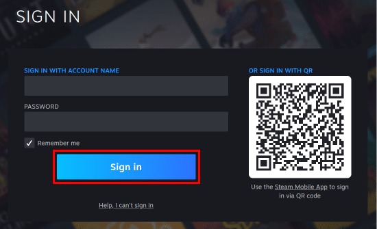 Ingrese su nombre de usuario y contraseña de Steam y luego haga clic en el botón Iniciar sesión |  ¿Se puede eliminar de forma permanente una cuenta de Steam?