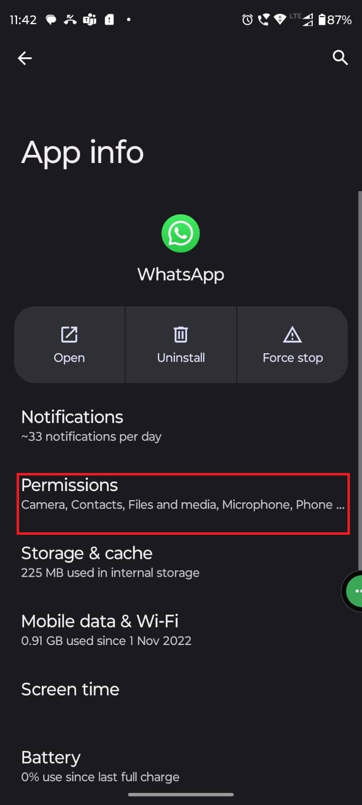 Toca Permisos.  7 formas de arreglar las pegatinas de WhatsApp que no se muestran