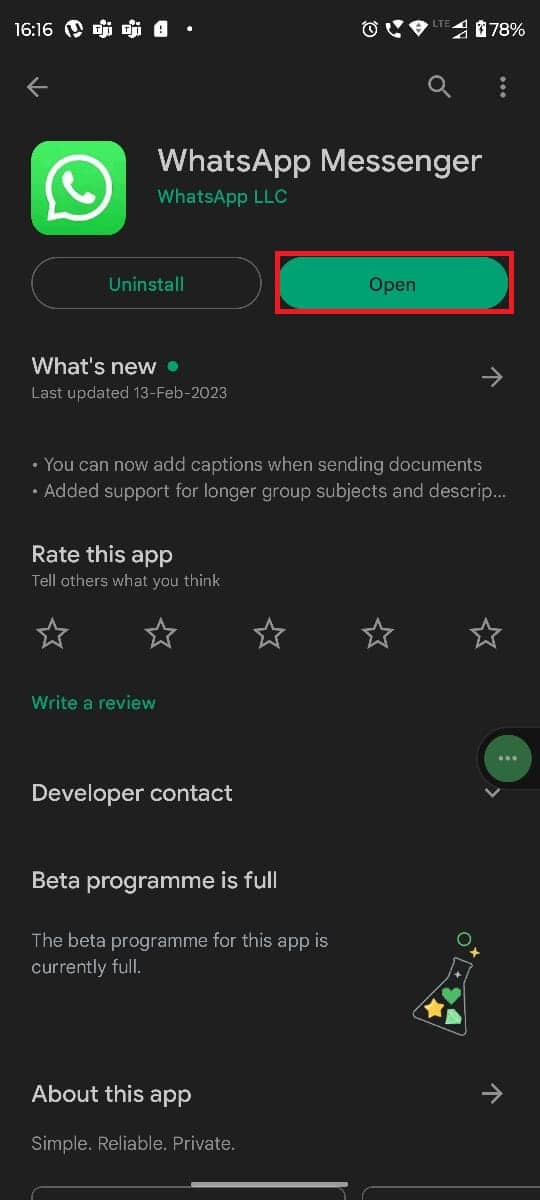 Presiona Abrir.  7 formas de arreglar las pegatinas de WhatsApp que no se muestran