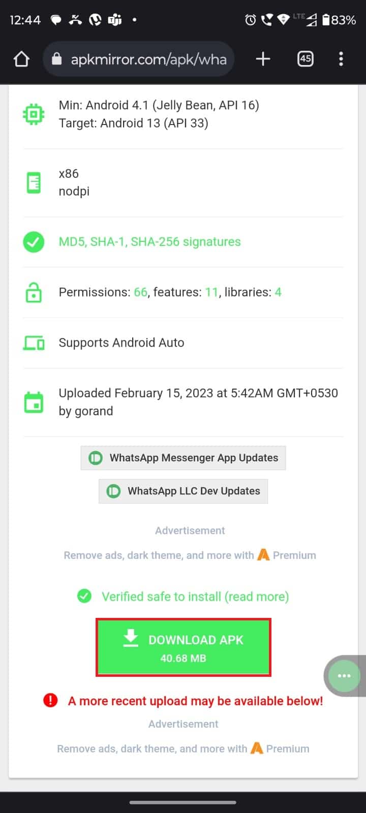 Presiona DESCARGAR APK