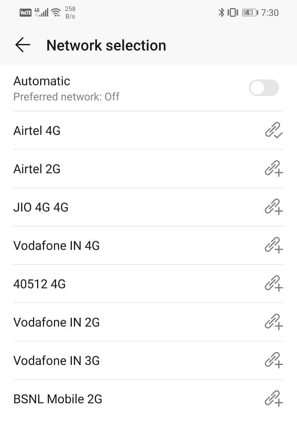 Seleccione la red que dice 4G o 3G al lado