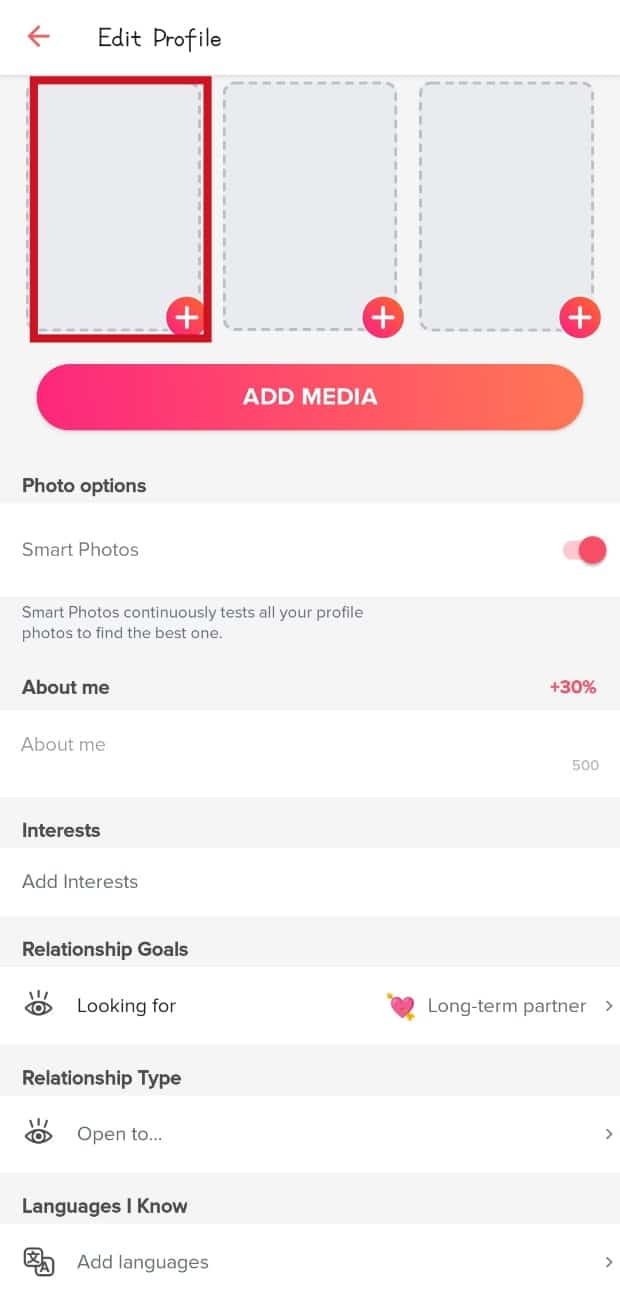 Toque la ranura de la foto en blanco y seleccione una foto diferente. Arreglar las imágenes de Tinder que no cargan el error