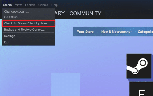 seleccione Buscar actualizaciones de Steam Client.  8 formas de arreglar los botones de Steam Store que no funcionan
