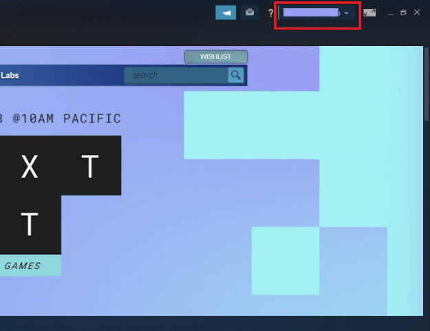 Haz clic en el nombre de tu perfil de Steam