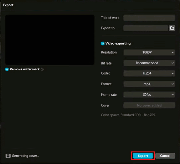 exportar video en la aplicación CapCut PC