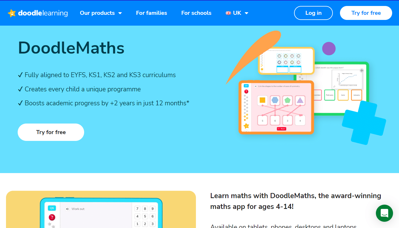 Página de DoodleMaths