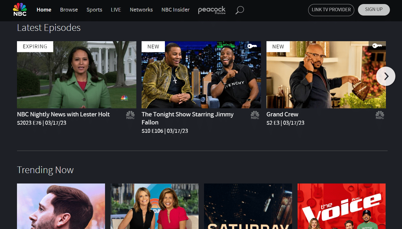 sitio web de NBC