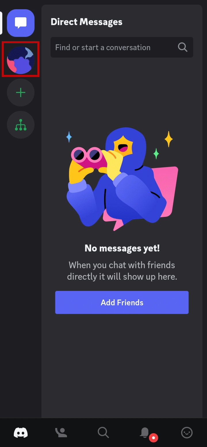 Toque el icono de perfil de la izquierda.