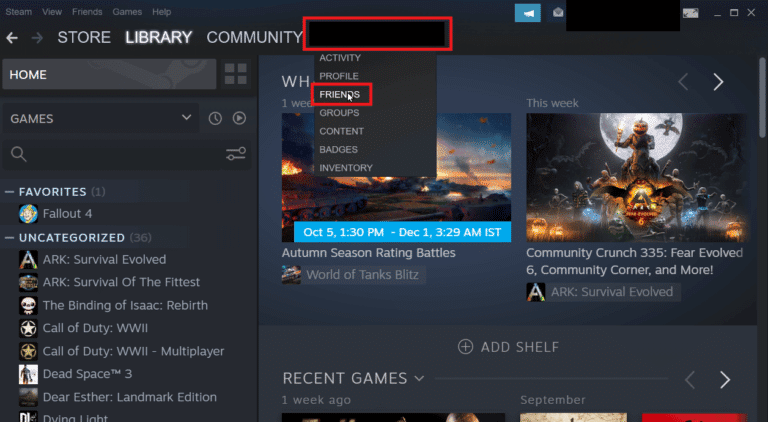 Haga clic en AMIGOS |  Cómo desbloquear a alguien en Steam
