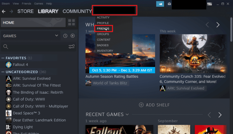 Haga clic en AMIGOS |  Cómo desbloquear a alguien en Steam