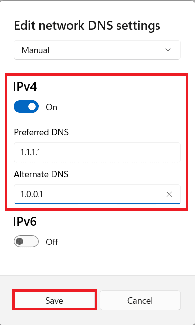 Configuración del servidor DNS personalizado