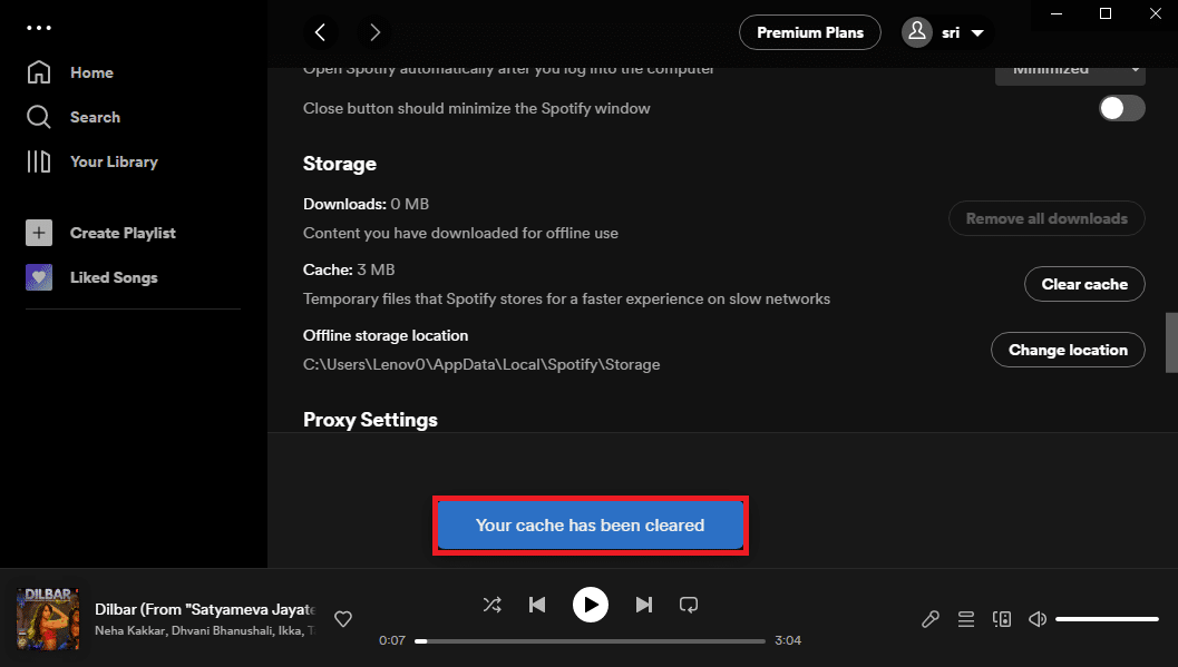 Su caché se ha borrado. Reparar la canción de vista previa de Spotify que no funciona