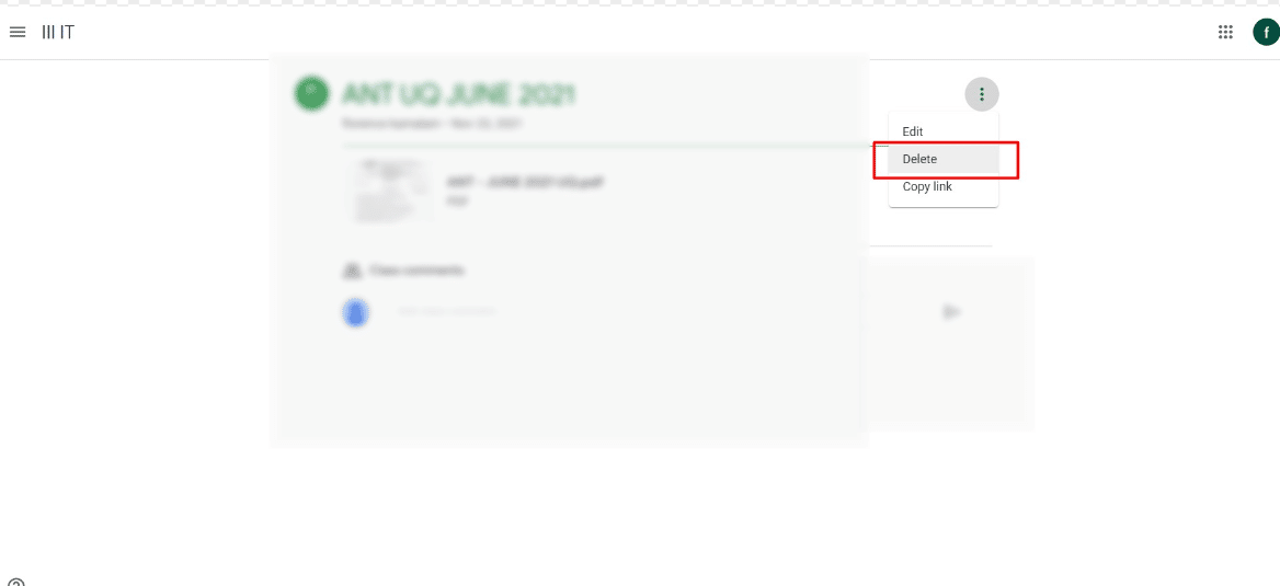 Haga clic en el icono de tres puntos del archivo que desea eliminar