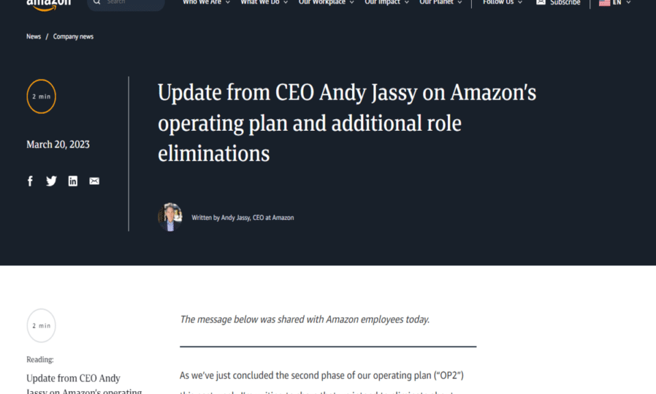 Amazon eliminará 9.000 puestos de trabajo en otra ronda de despidos