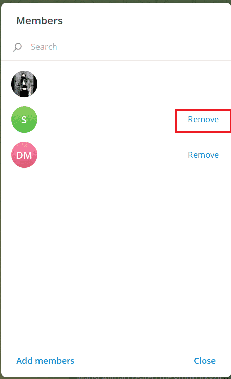 Seleccione eliminar para eliminar miembros. Cómo eliminar un grupo de Telegram sin administrador