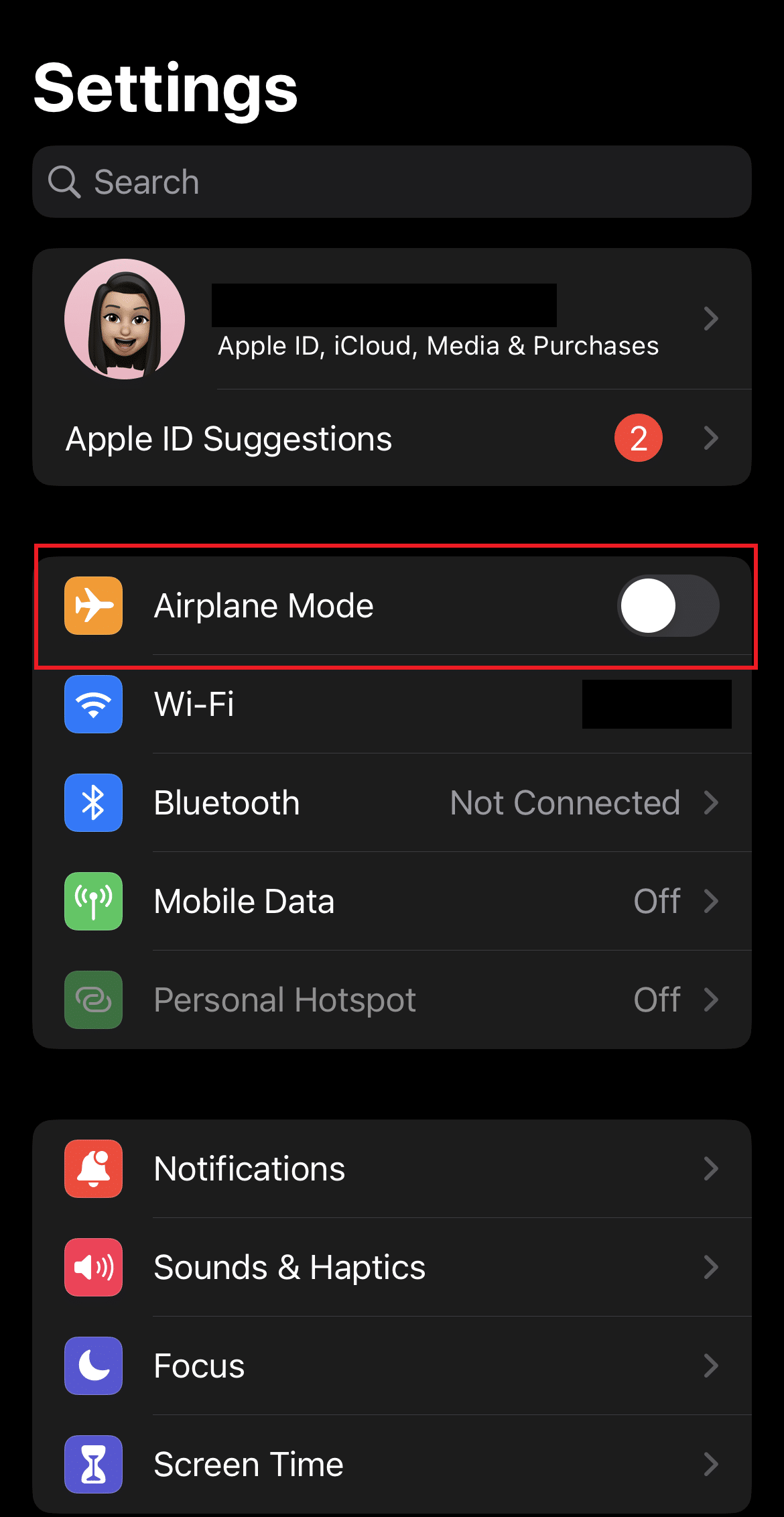 Activa el modo avión.  11 formas de arreglar el correo de voz visual no está disponible actualmente