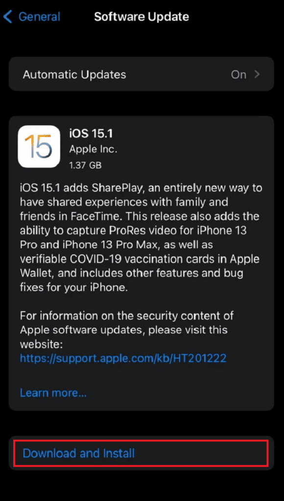 Toque en Descargar e instalar