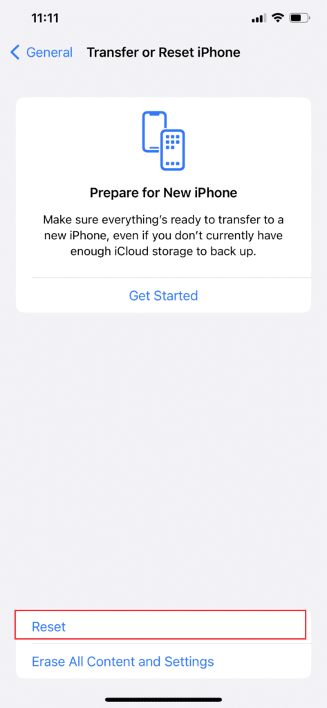 Toca Restablecer.  11 formas de arreglar el correo de voz visual no está disponible actualmente