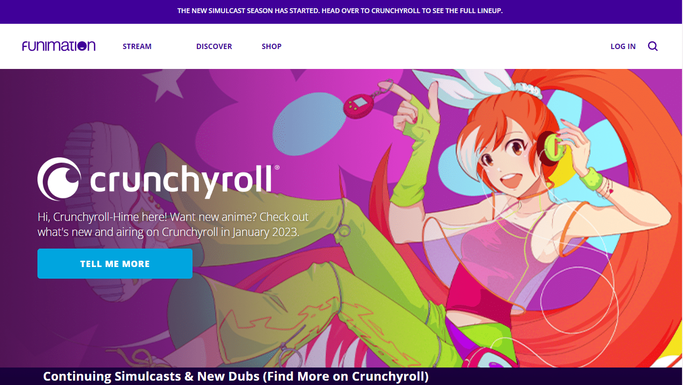 Sitio web de Funimation