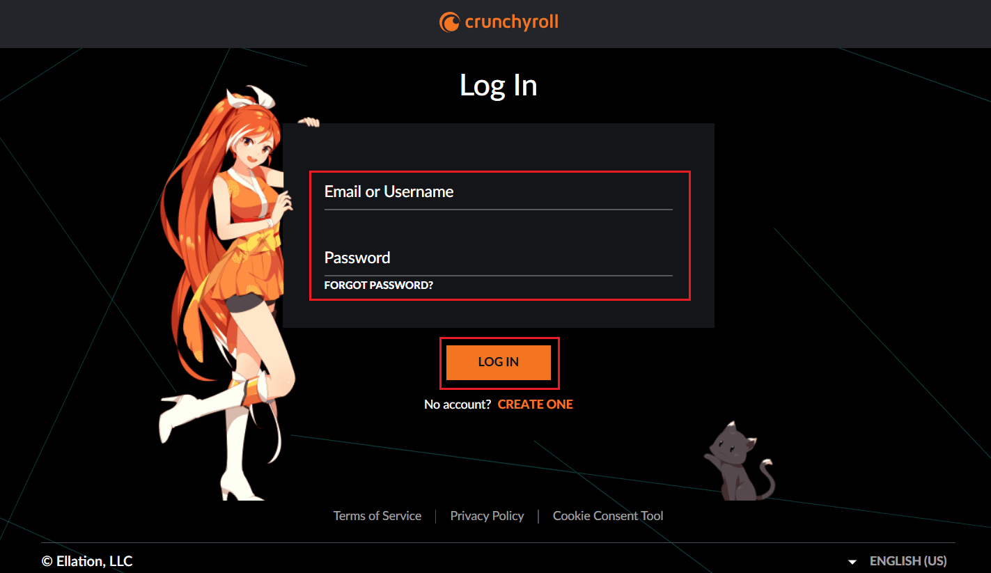 Ingrese su ID de correo electrónico y contraseña registrados y haga clic en INICIAR SESIÓN | Cómo eliminar la cuenta de Funimation