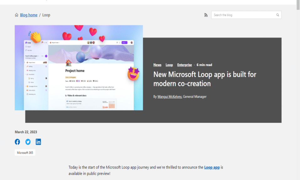 Aplicación Microsoft Loop lanzada en versión preliminar pública