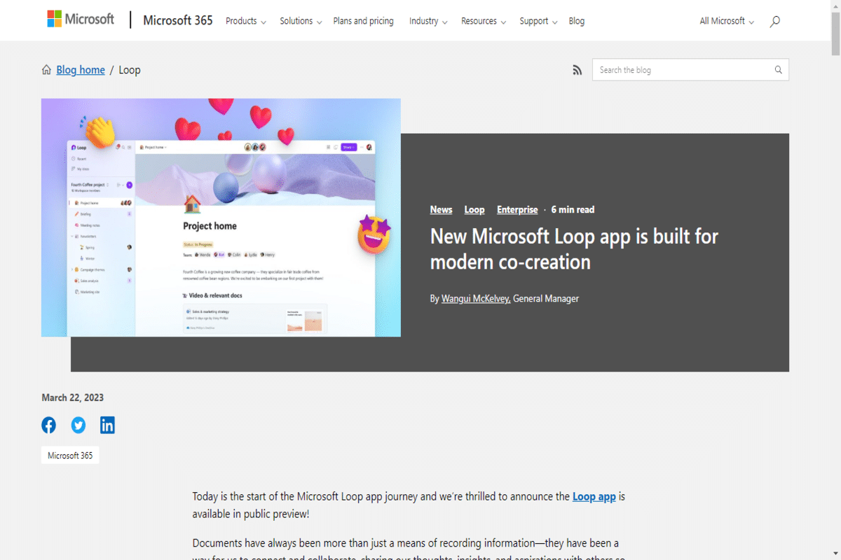 Aplicación Microsoft Loop lanzada en versión preliminar pública