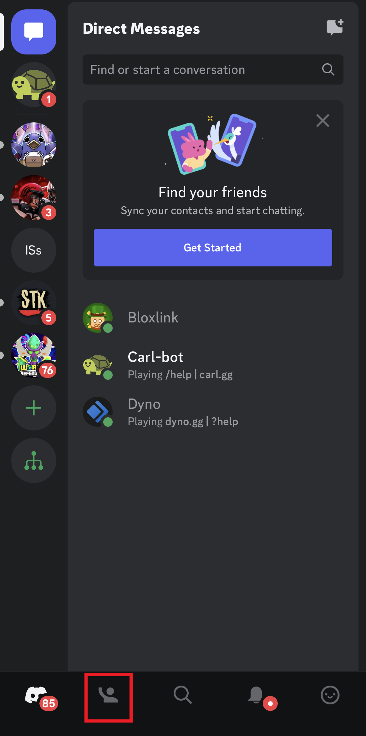   Toca el icono de la persona que saluda.  Cómo dejar de ser amigo de alguien en Discord en iPhone
