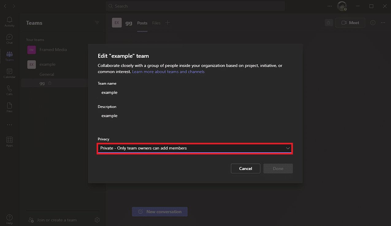 haga clic en Privado para cambiarlo a Público