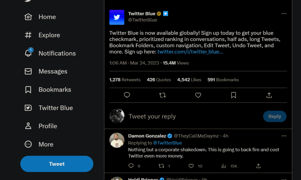 Twitter Blue ahora es global para eliminar las marcas de verificación azules