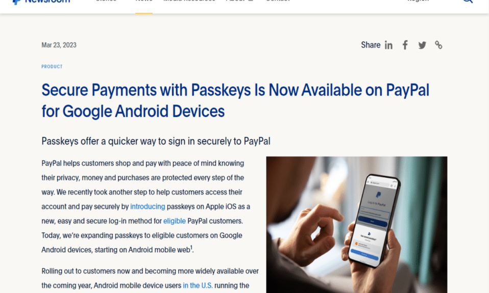 PayPal ofrece pagos seguros con claves de paso en dispositivos Android de Google