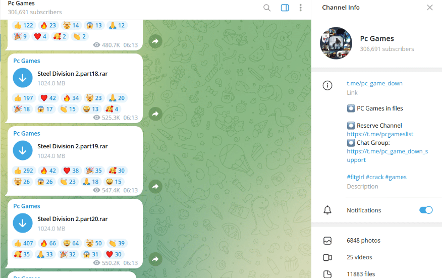 Telegrama de juegos de PC