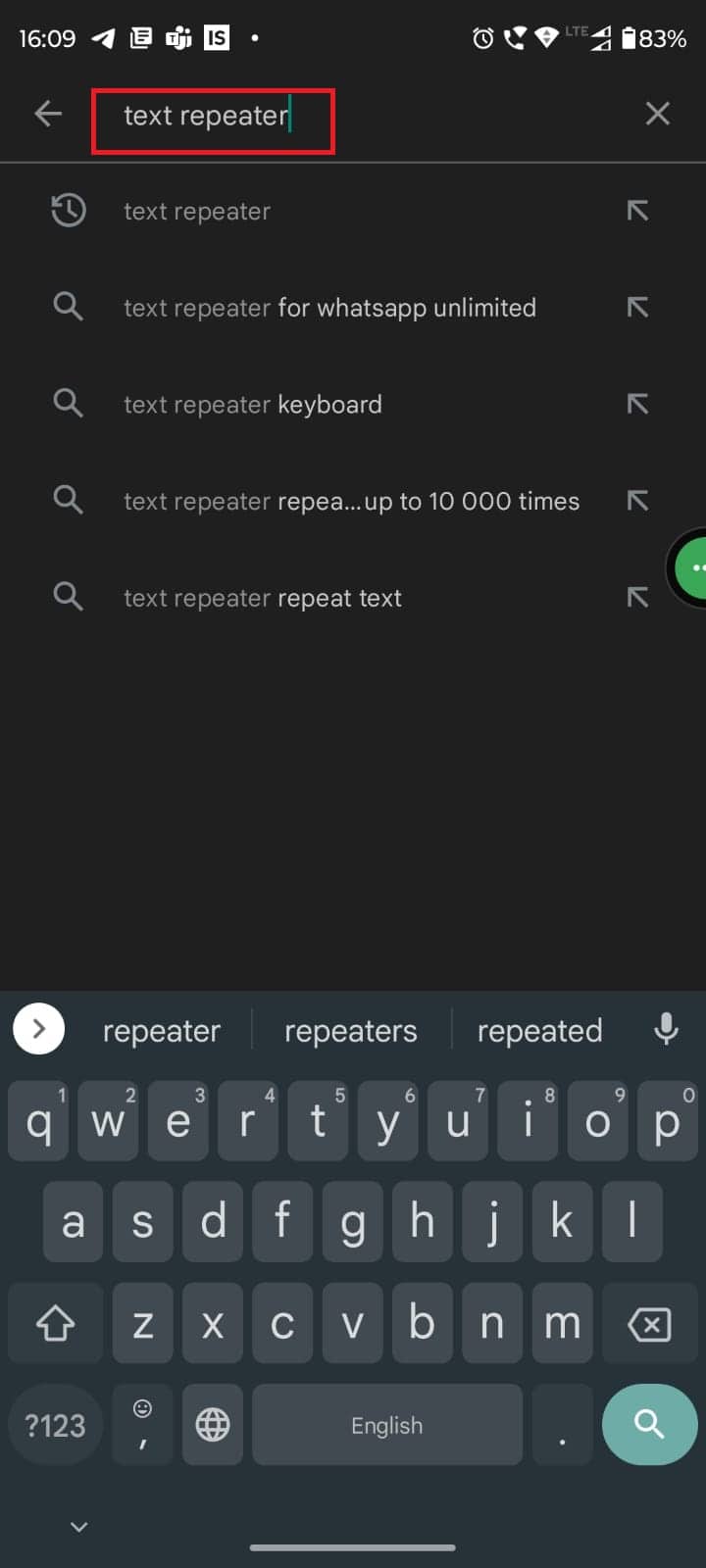 Abre Google Play Store y busca Text Repeater