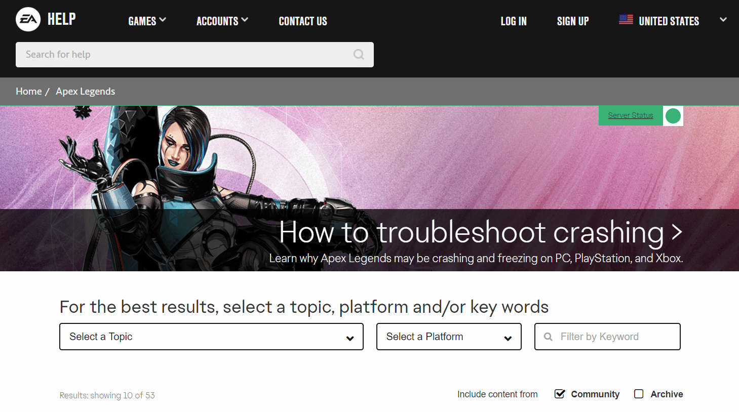 Póngase en contacto con el Centro de ayuda de Apex Legends