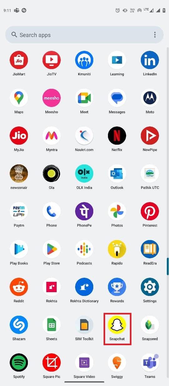 Abra la aplicación Snapchat