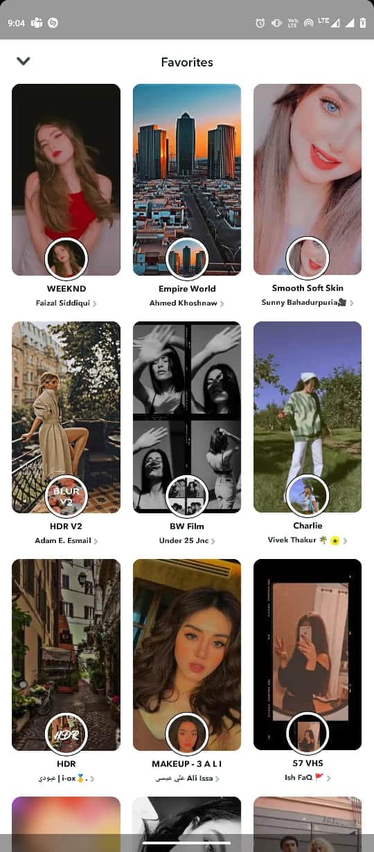 debería poder ubicar todas sus lentes que se guardaron como favoritas.  Cómo ocultar la lente de prueba en Snapchat