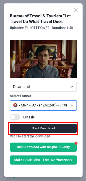 Ahora, seleccione la resolución en la que desea descargar videos privados de Vimeo de forma gratuita. 
