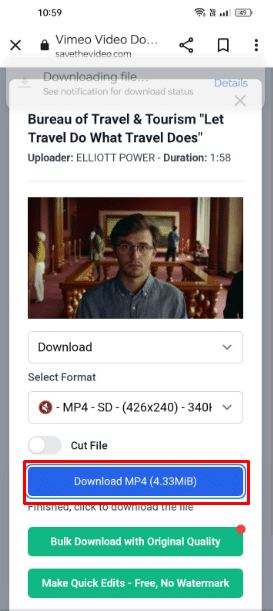 Descargar MP4 |  Cómo ver videos privados de Vimeo gratis