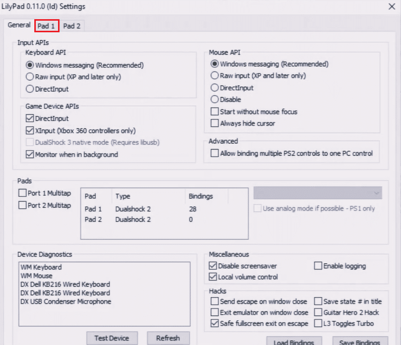vaya al Pad 1 en la configuración del complemento