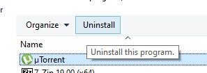 desinstalar desde la pantalla del panel de control